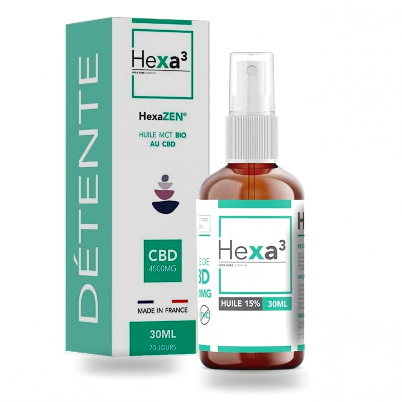 Huile CBD 15% DETENTE MCT - coco - HexaZEN - spray 30ml - Hexa3- Hexacube