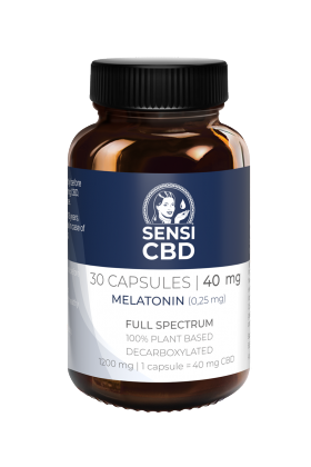 Capsules de CBD 30 et mélatonine 40 mg- Sensi SeedsCapsules de CBD 30 et mélatonine 40 mg- Sensi Seeds